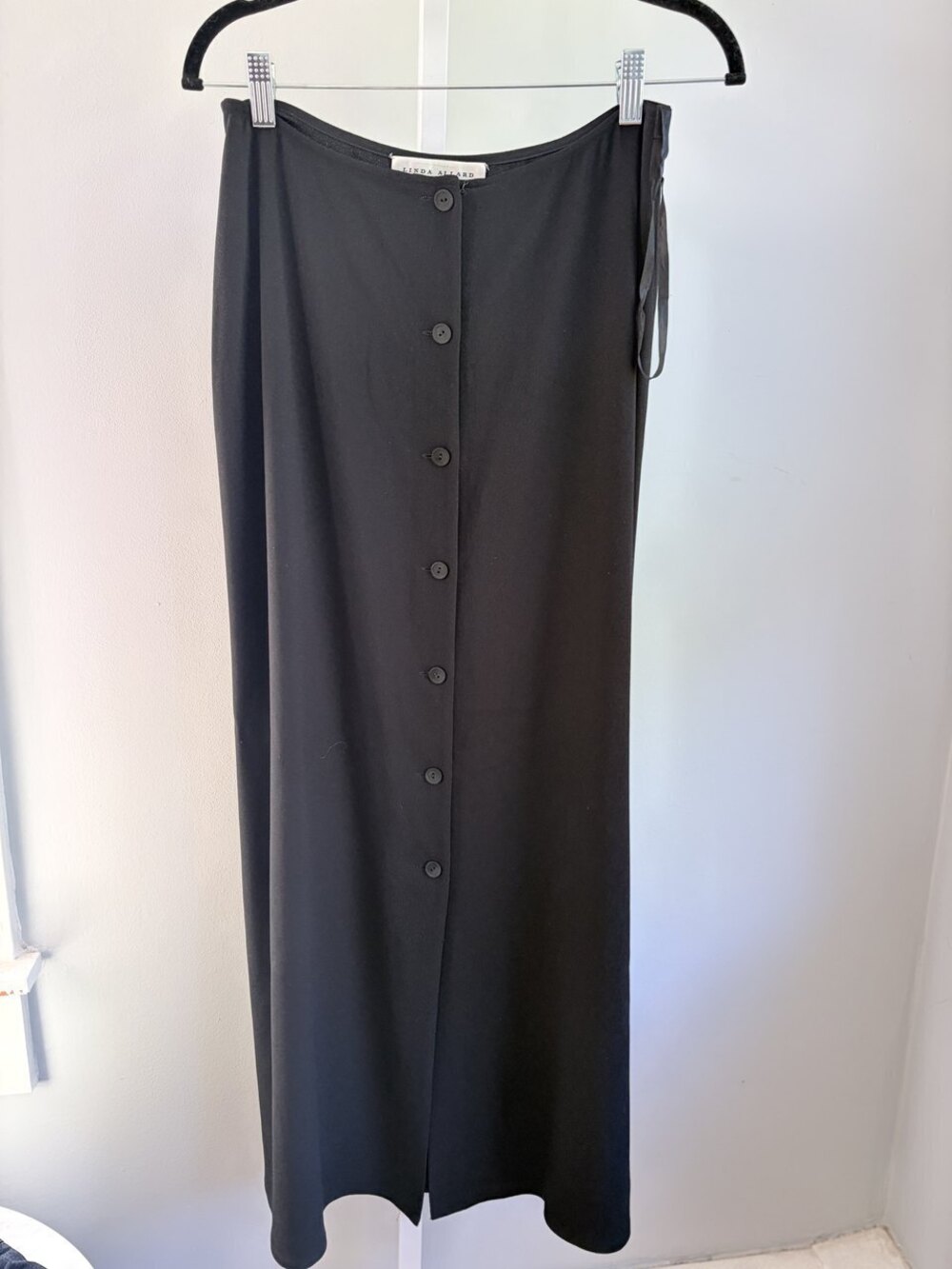 Ellen Tracy Button Front Maxi Skirt Black Size 8